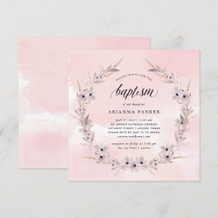 Waterverf Bliss Blush Pink Floral doop Kaart