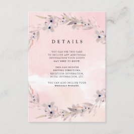Waterverf Bliss | Blush Pink Floral Guest — Gegeve Informatiekaartje