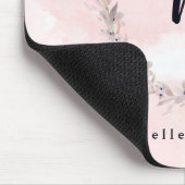 Waterverf Bliss | Blush Pink Floral met Monogram Muismat (Hoek)