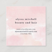 Waterverf Bliss | Blush Pink Floral Monogram Vierkante Visitekaartje (Achterkant)