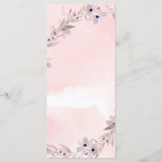 Waterverf Bliss | Blush Pink Floral Wedding Menu (Achterkant)