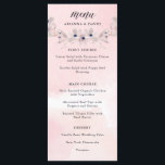 Waterverf Bliss | Blush Pink Floral Wedding Menu<br><div class="desc">Deze delicate,  mooie trouwmenukaart heeft een stijlvolle waterverf roze achtergrond,  met zacht roze bloemetjes met donkerblauwe accenten aan de voor- en achterkant.</div>