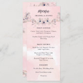 Waterverf Bliss | Blush Pink Floral Wedding Menu (Voorkant / Achterkant)