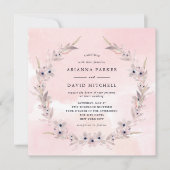 Waterverf Bliss | Blush Pink Floral Wreate Kaart (Voorkant)