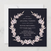 Waterverf Bliss | Blush Pink Floral Wreate Kaart (Voorkant)