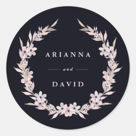 Waterverf Bliss | Blush roze bloemenkrans Ronde Sticker