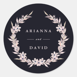 Waterverf Bliss   Blush roze bloemenkrans Ronde Sticker