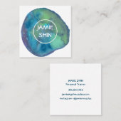 Waterverf Blob getextureerd Minimumblauw Paars Vierkante Visitekaartje (Voorkant / Achterkant)