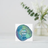 Waterverf Blob getextureerd Minimumblauw Paars Vierkante Visitekaartje (Staand voorkant)