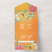 Waterverf Bloed Oranje Glitter Wedding RSVP All In One Uitnodiging (Binnen)