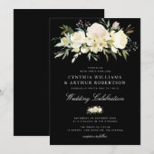 waterverf bloederige ivoorwitte zwarte bruiloft kaart (Voorkant / Achterkant)