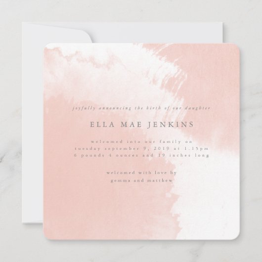 waterverf bloedige geboorteaankondiging aankondiging (Voorkant)