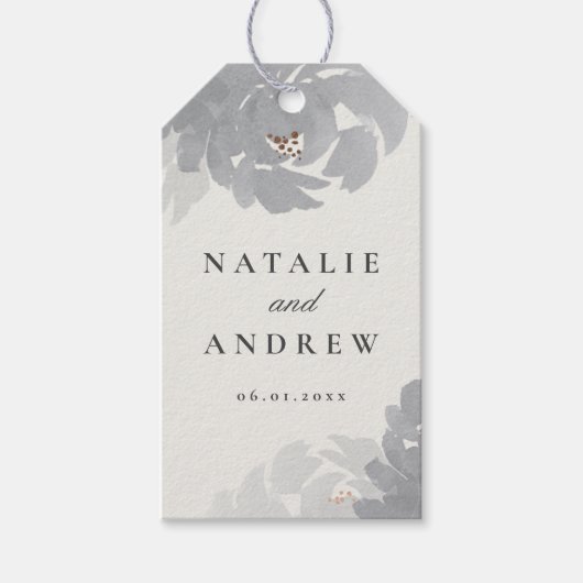 Waterverf bloei bruiloft voor echtparen cadeaulabel (Voorkant)
