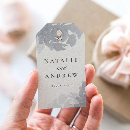 Waterverf bloei bruiloft voor echtparen cadeaulabel