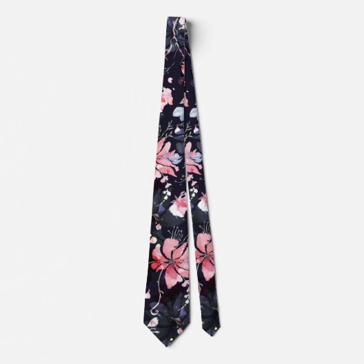 Waterverf bloeien op grote schaal bloemenpatroon stropdas (Voorkant)