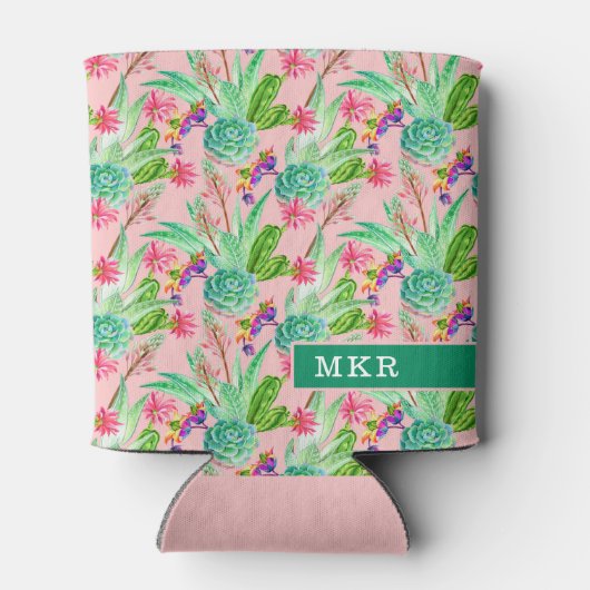 Waterverf bloeiend Succulents Patroon Blikjeskoeler (Achterkant)