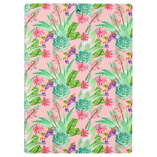 Waterverf bloeiend Succulents Patroon Klembord (Achterkant)