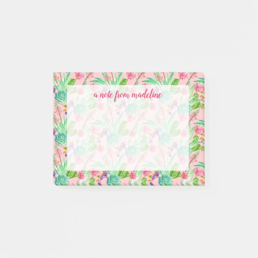 Waterverf bloeiend Succulents Patroon Post-it® Notes (Voorkant)