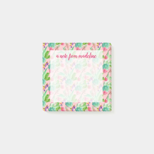 Waterverf bloeiend Succulents Patroon Post-it® Notes (Voorkant)