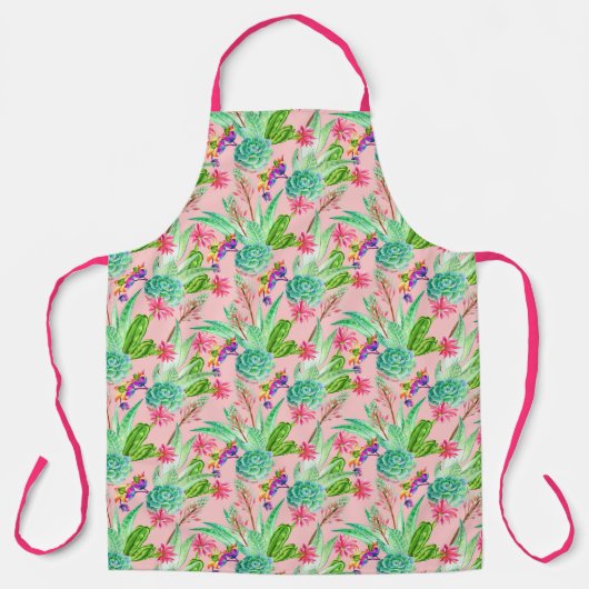Waterverf bloeiend Succulents Patroon Schort (Voorkant)