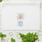 Waterverf bloeiend topiarium theedoek (Gevouwen)