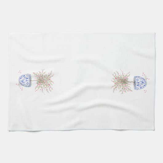 Waterverf bloeiend topiarium theedoek (Horizontaal)