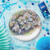 Waterverf bloeiende appelboom huwelijksbloem papieren bordje (Feest)