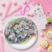 Waterverf bloeiende appelboom huwelijksbloem papieren bordje (Feest)