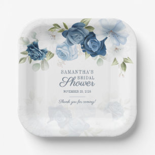 Waterverf Bloeiende Blauwe Witte Bloemen Papieren Bordje
