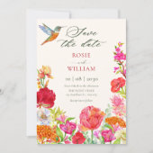 Waterverf bloeiende bloemen bruiloft save the date (Voorkant)