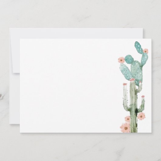 Waterverf bloeiende cactus Baby shower Kaart (Achterkant)