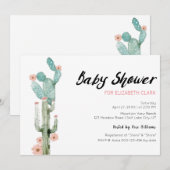 Waterverf bloeiende cactus Baby shower Kaart (Voorkant / Achterkant)