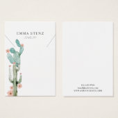 Waterverf Bloeiende Cactus · Ketting Display Visitekaartje (Voorkant /achterkant)
