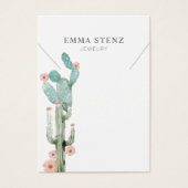 Waterverf Bloeiende Cactus · Ketting Display Visitekaartje (Voorkant)