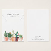 Waterverf Bloeiende Cactus · Ketting Display Visitekaartje (Voorkant /achterkant)