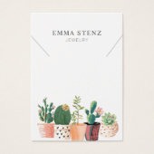 Waterverf Bloeiende Cactus · Ketting Display Visitekaartje (Voorkant)