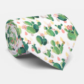 Waterverf bloeiende cactus PatroonMannen Stropdas (Opgerold)