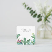 Waterverf bloeiende cactus Social Media Square Bu Vierkante Visitekaartje (Staand voorkant)