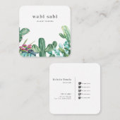 Waterverf bloeiende cactus Social Media Square Bu Vierkante Visitekaartje (Voorkant / Achterkant)