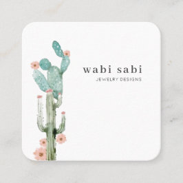 Waterverf bloeiende cactus Sociale media Vierkante Visitekaartje