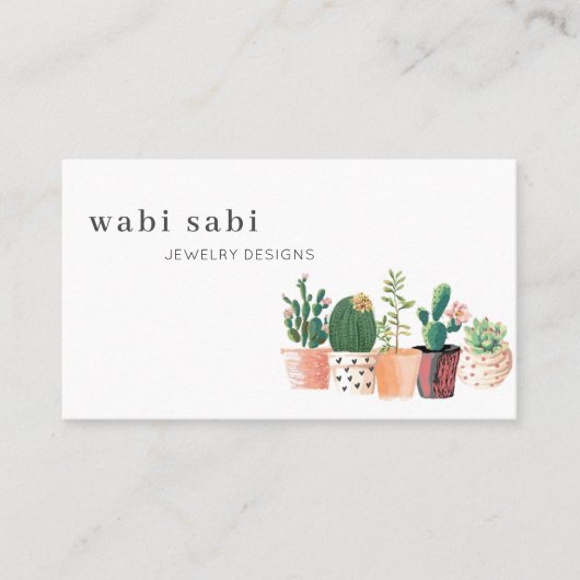 Waterverf bloeiende cactus Sociale media Visitekaartje (Voorkant)