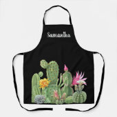 Waterverf bloeiende cactus succulent monogram schort (Voorkant)