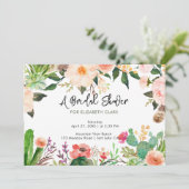 Waterverf Bloeiende Cactus Vrijgezellenfeest Kaart (Staand voorkant)