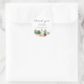 Waterverf Bloeiende Cactuspotten Aangepaste Bedank Ronde Sticker (Tas)