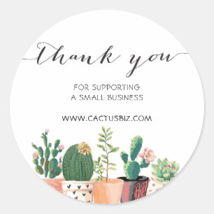 Waterverf Bloeiende Cactuspotten Aangepaste Bedank Ronde Sticker