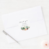 Waterverf Bloeiende Cactuspotten Aangepaste Dank J Ronde Sticker (Envelop)