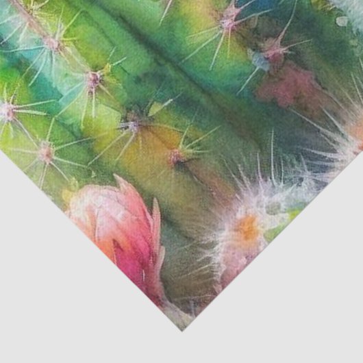 Waterverf Bloeiende Succulent Cacti Decoupage Tissuepapier (Detail)