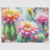 Waterverf Bloeiende Succulent Cacti Decoupage Tissuepapier (Voorkant)