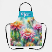 Waterverf bloeiende succulente Cactus Cacti Plante Schort (Voorkant)