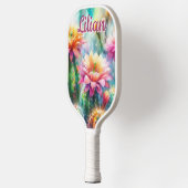 Waterverf bloeiende succulente cactussen gepersona pickleball paddle (Links)